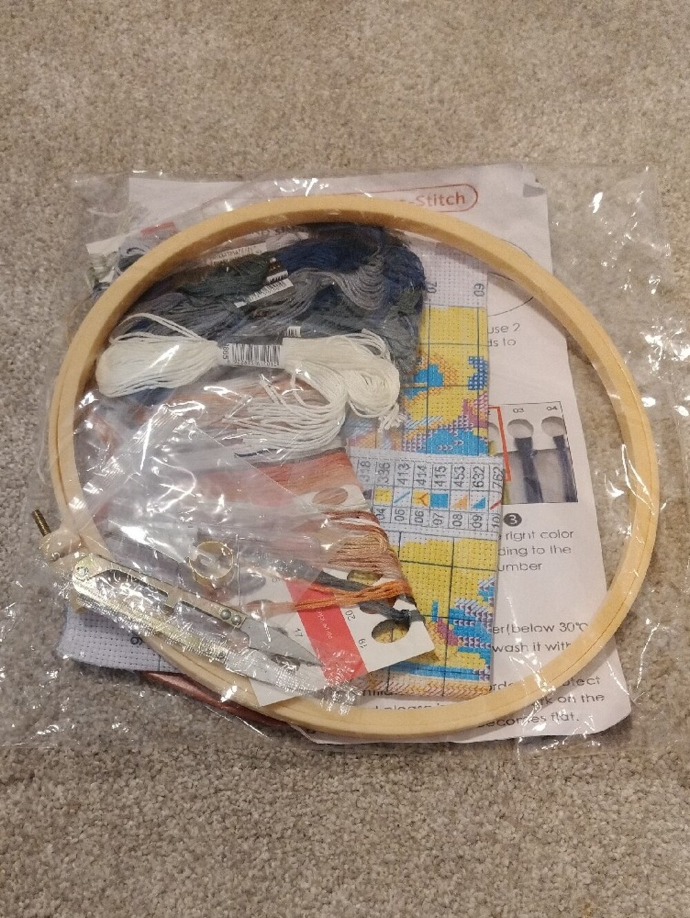Cross Stitch Kit with Autumn Landscape Pattern - Picture 2 of 5
